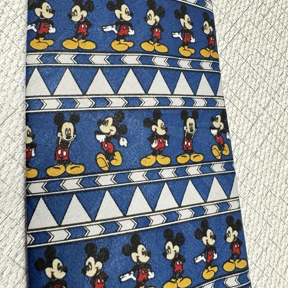 Mickey Unlimited Necktie Mens Blue Mickey Mouse‎ Geometric 90s Disneycore Retro